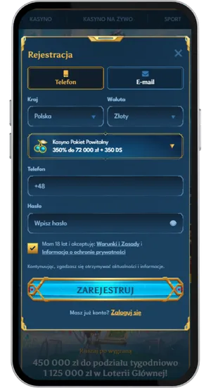Zarejestruj się i wpłać depozyt